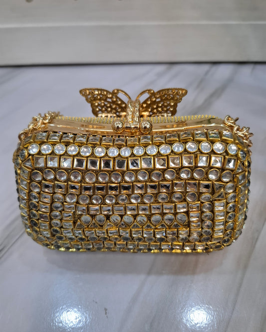 Butterfly kundan Clutch