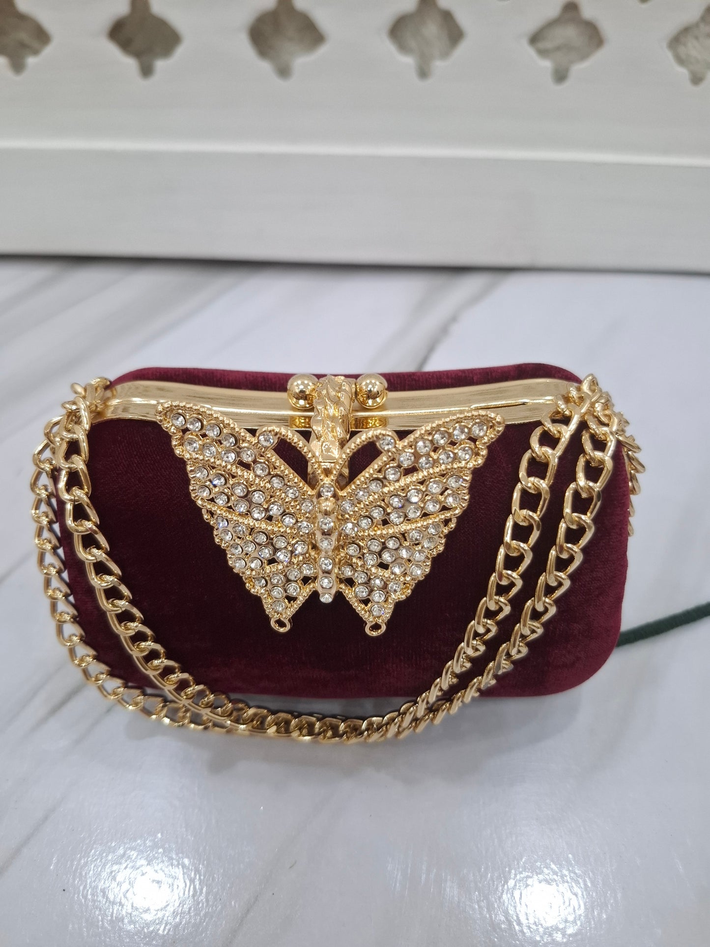 Gold Butterfly Clutch