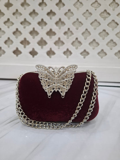 Silver Butterfly Clutch