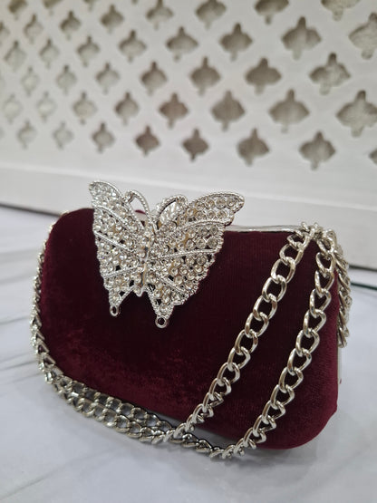 Silver Butterfly Clutch