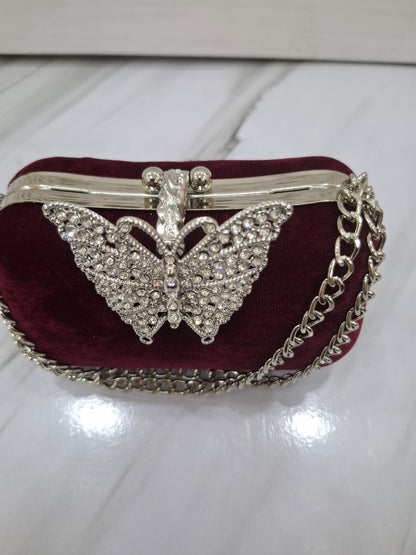 Silver Butterfly Clutch