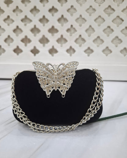 Silver Butterfly Clutch