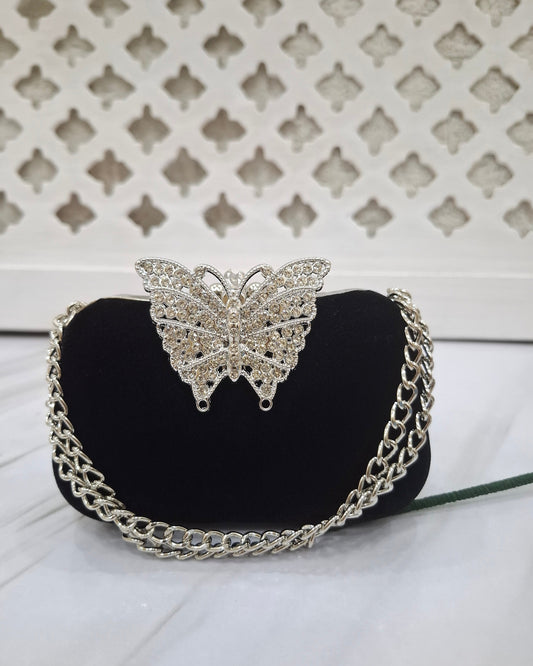 Silver Butterfly Clutch