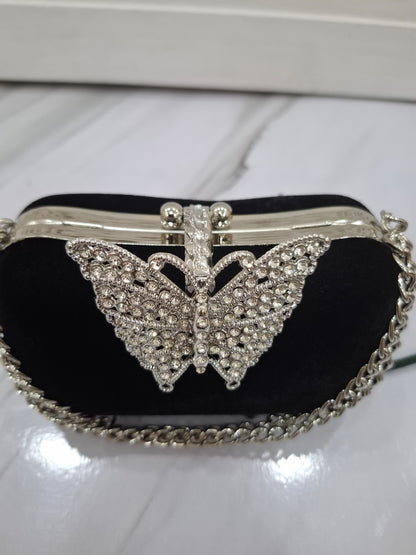 Silver Butterfly Clutch
