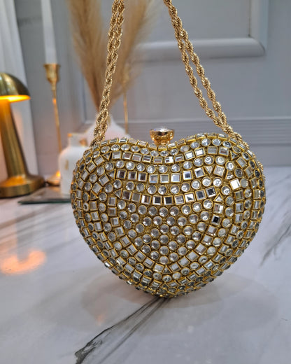Basic Heart Kundan Clutch