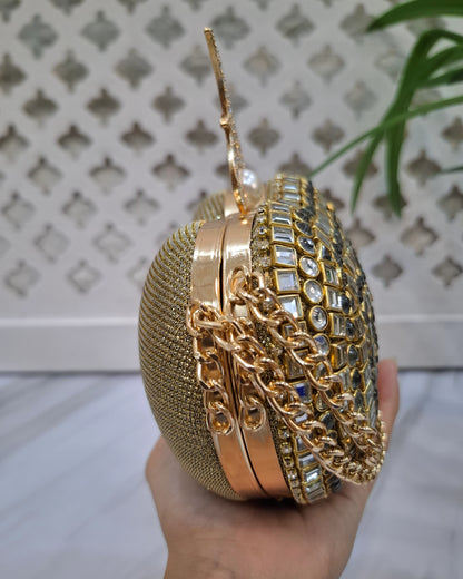 Heart Kundan Clutch