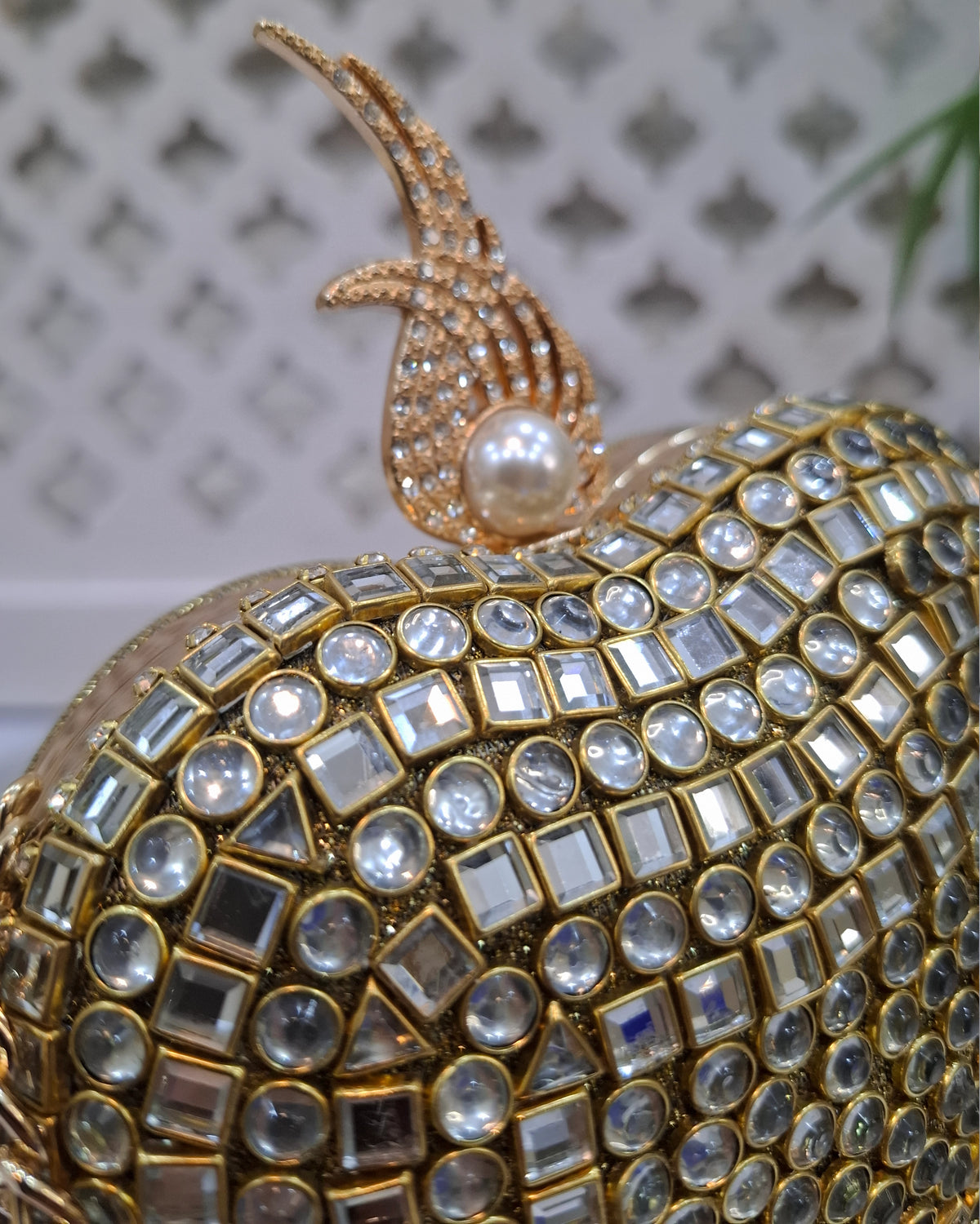 Heart Kundan Clutch