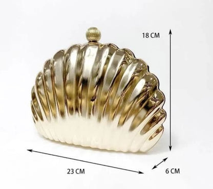 Metal Golden Seashell Clutch