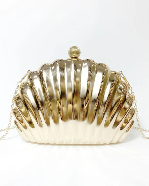 Metal Golden Seashell Clutch
