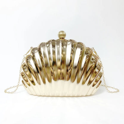 Metal Golden Seashell Clutch